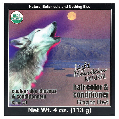 Light Mountain, Natural Hair Color & Conditioner, Bright Red, 4 oz (113 g)