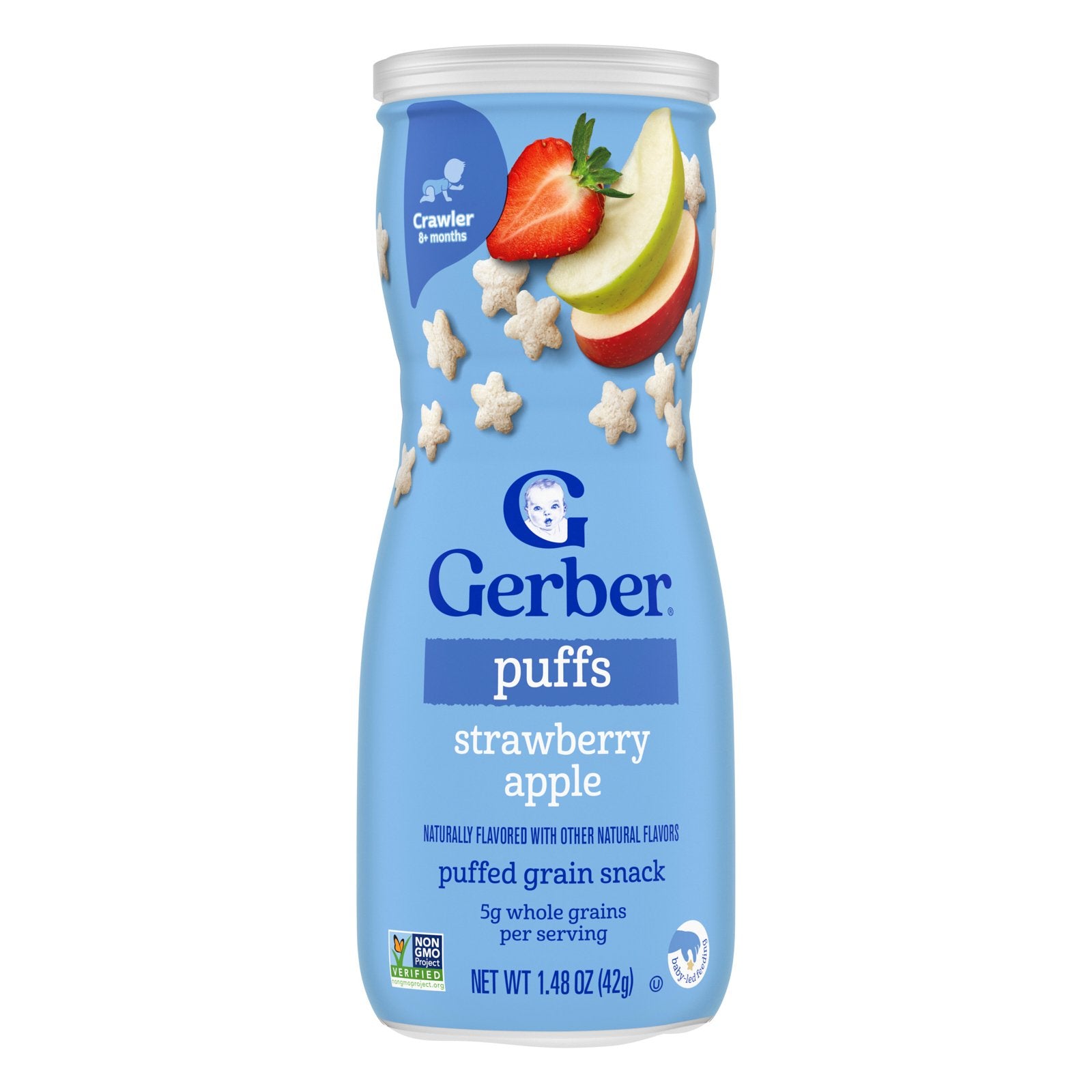 Gerber, Puffs, Puffed Grain Snack, 8+ Months, Strawberry Apple, 1.48 oz (42 g)