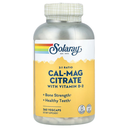 Solaray, Cal-Mag Citrate with Vitamin D-2, 360 VegCaps