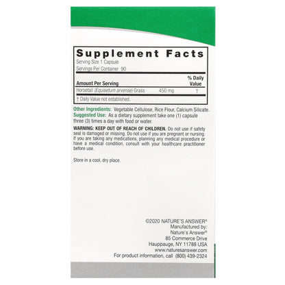Nature's Answer, Horsetail Grass, 450 mg, 90 Vegetarian Capsules
