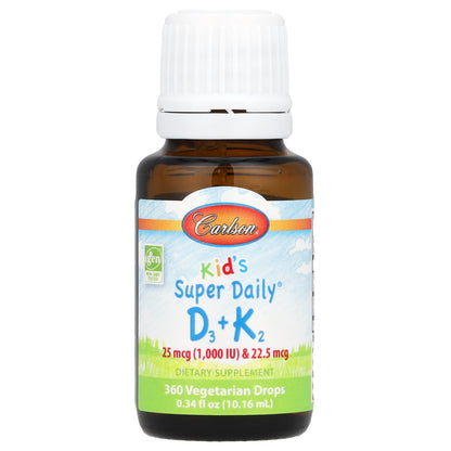 Carlson, Kid's Super Daily® D3 + K2, 0.34 fl oz (10.16 ml)