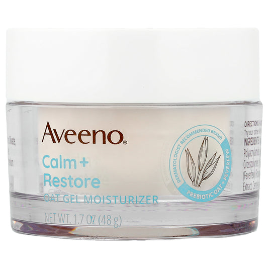 Aveeno, Calm + Restore, Oat Gel Moisturizer, Sensitive Skin, Fragrance Free, 1.7 oz (48 g)