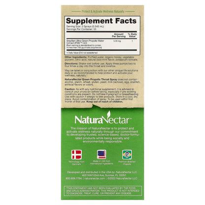 NaturaNectar, Green Propolis Throat Spray, Age 2yrs+, Cool Mint, 1 fl oz (30 ml)