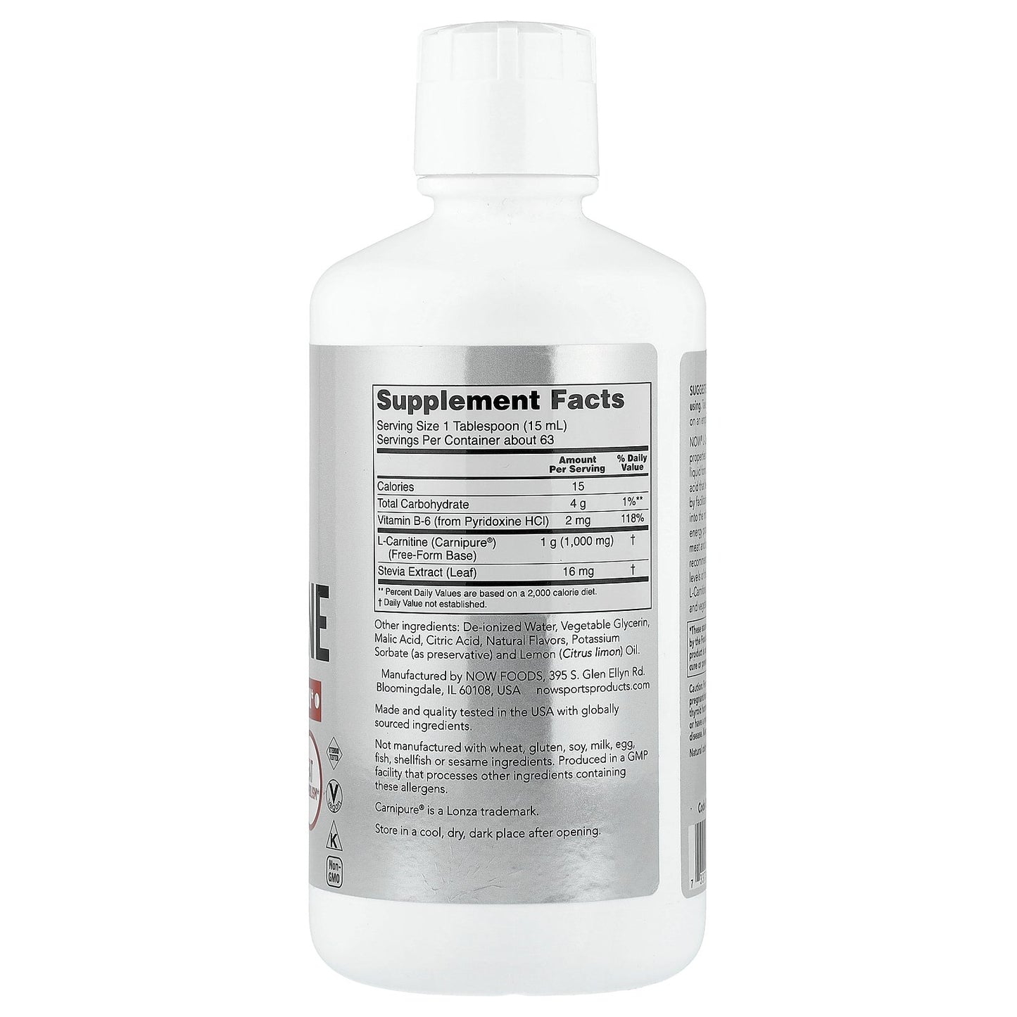 NOW Foods, Sports, Liquid L-Carnitine, Citrus, 32 fl oz (946 ml)