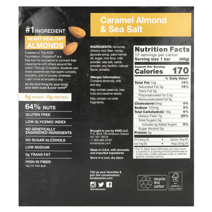 KIND Bars, Caramel Almond & Sea Salt, 12 Bars, 1.4 oz (40 g) Each