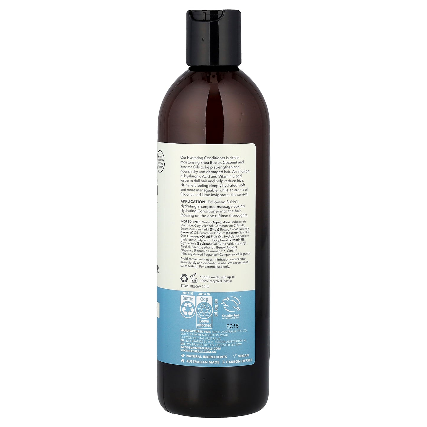 Sukin, Hydrating Conditioner, Dry & Damaged Hair, 16.9 fl oz (500 ml)