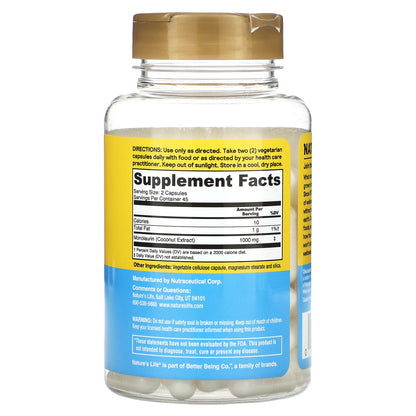 Nature's Life, Nourishing Monolaurin, 90 Capsules (500 mg per Capsule)