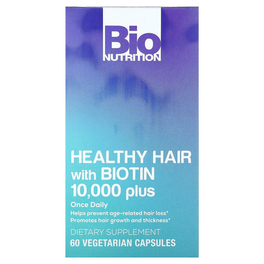 Bio Nutrition, Healthy Hair with Biotin 10,000 Plus, 60 Vegetarian Capsules