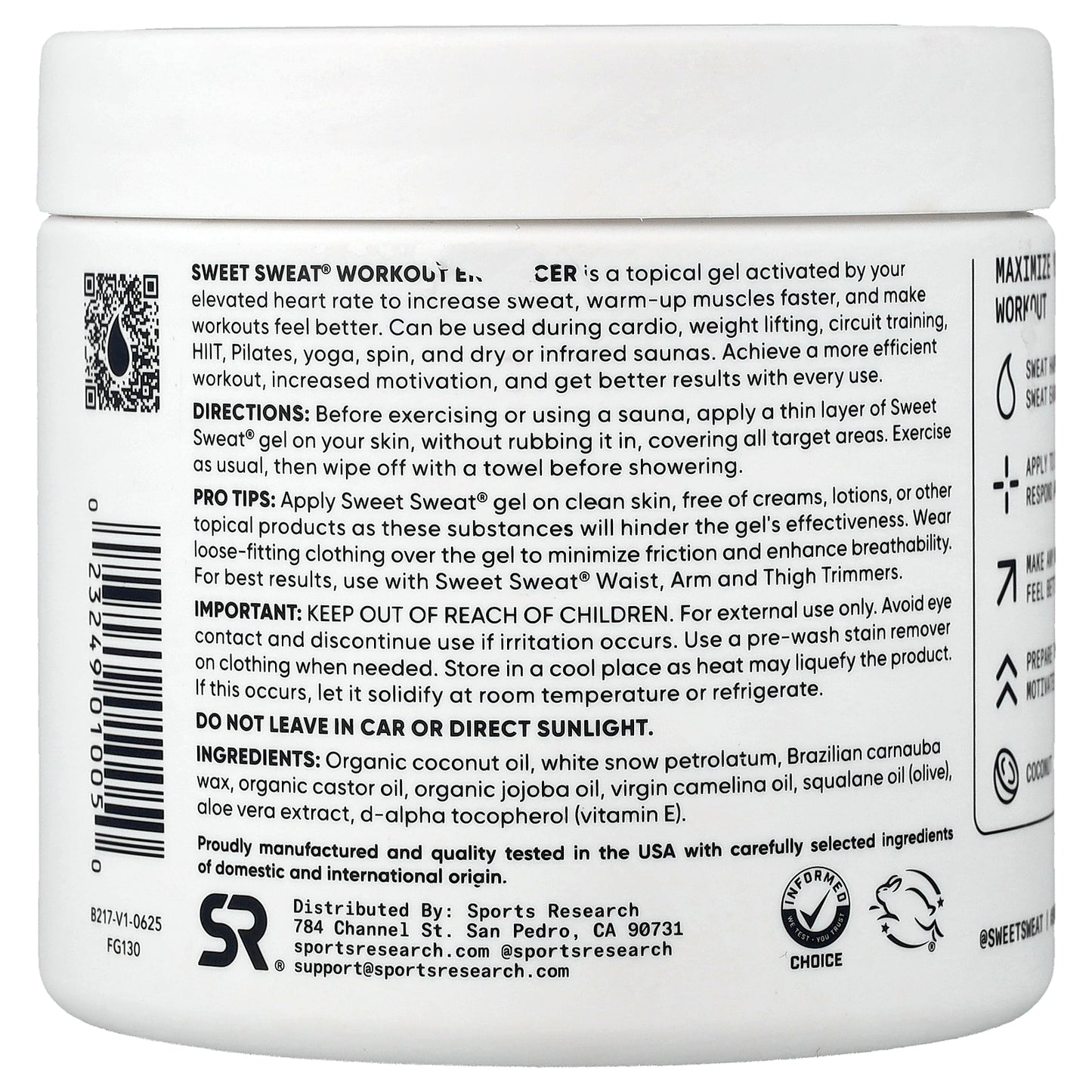 Sports Research, Sweet Sweat®, Workout Enhancer, Coconut, 13.5 oz (383 g)