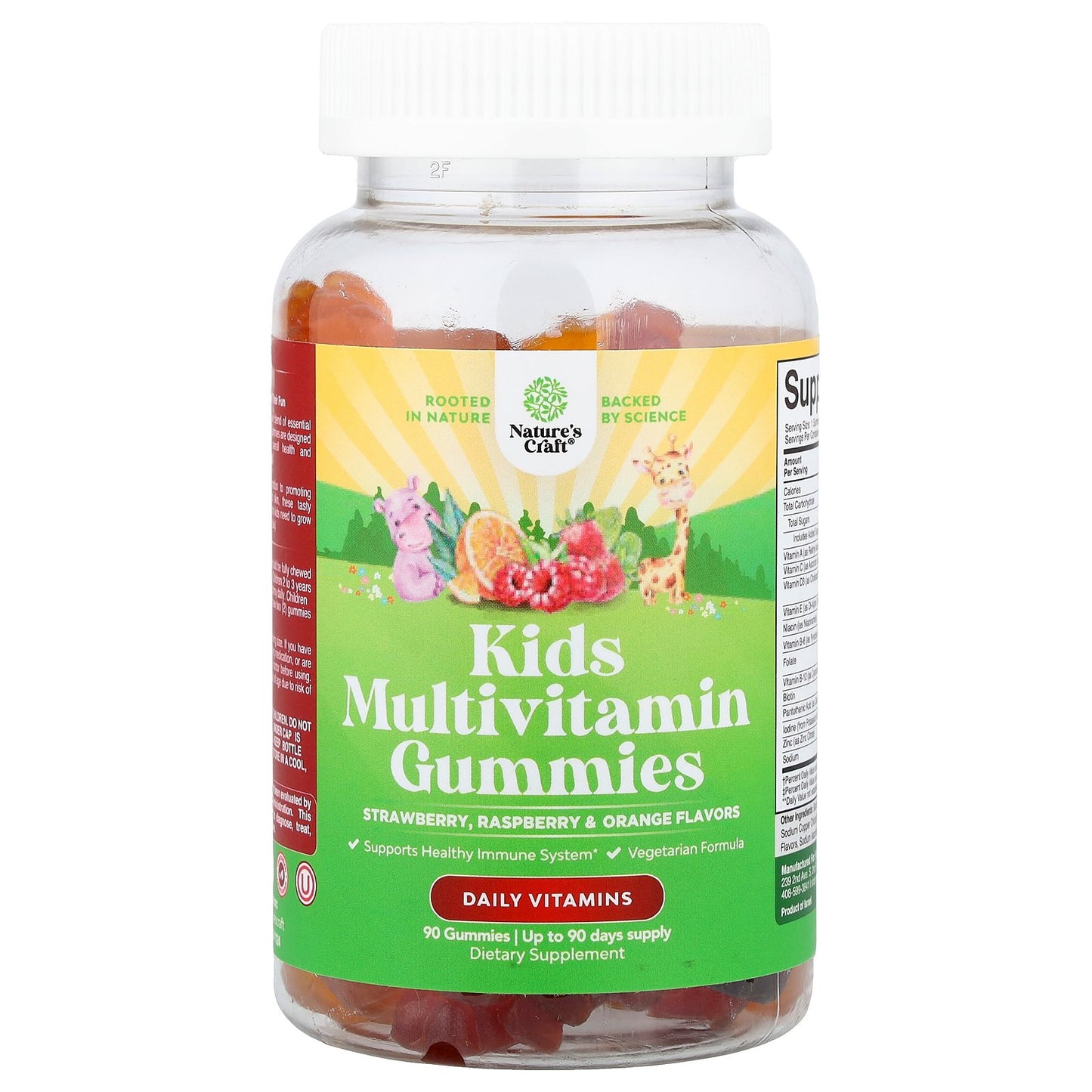 Nature's Craft, Kids Multivitamin Gummies, Strawberry, Raspberry & Orange, 90 Gummies