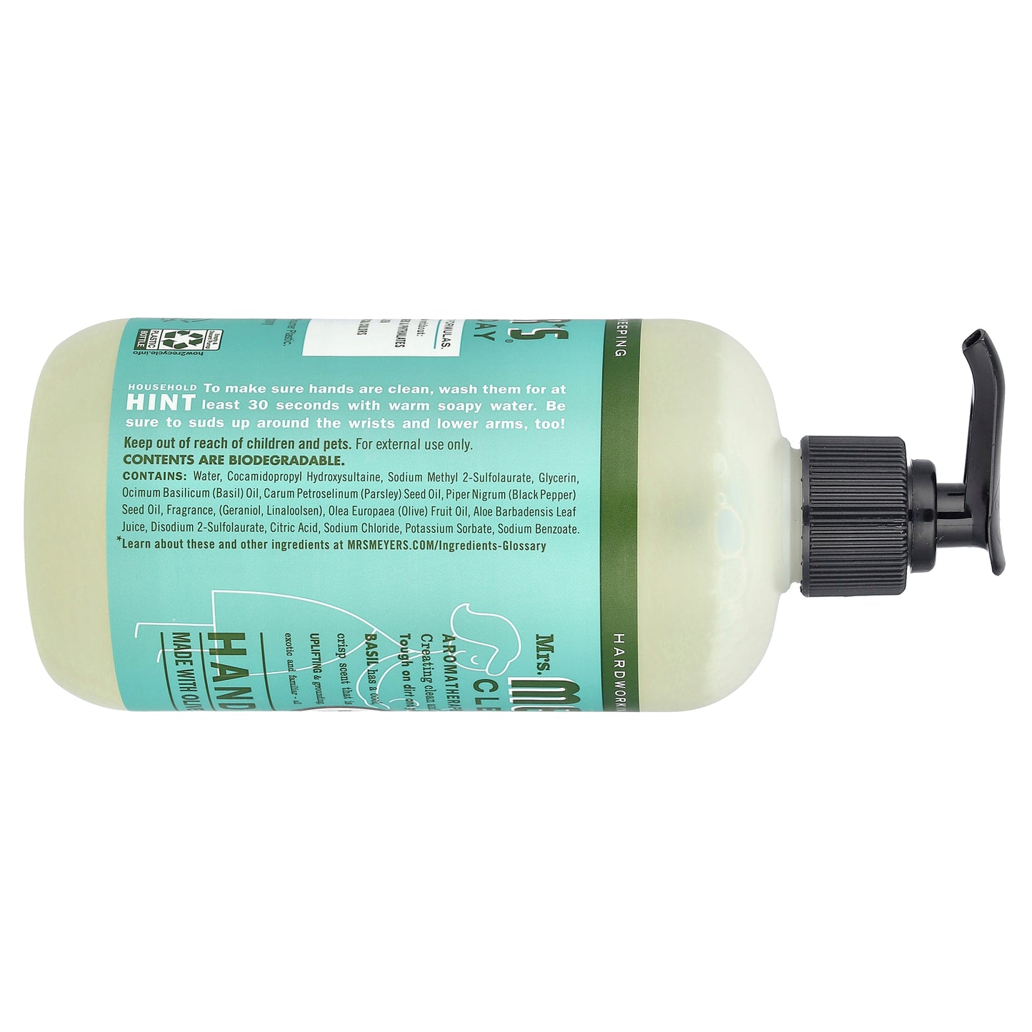 Mrs. Meyers Clean Day, Hand Soap, Basil Scent, 12.5 fl oz (370 ml)