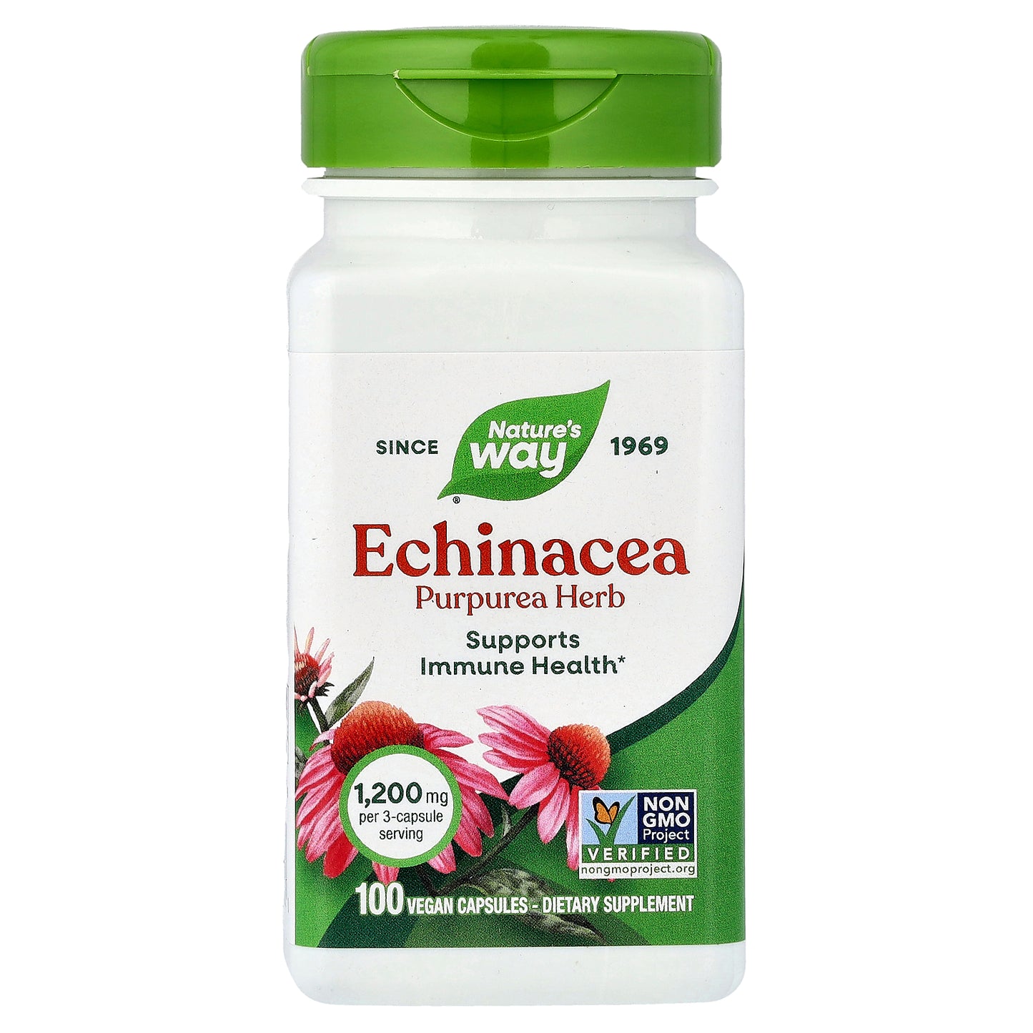 Nature's Way, Echinacea, Purpurea Herb, 100 Vegan Capsules (0.4 mg per Capsule)