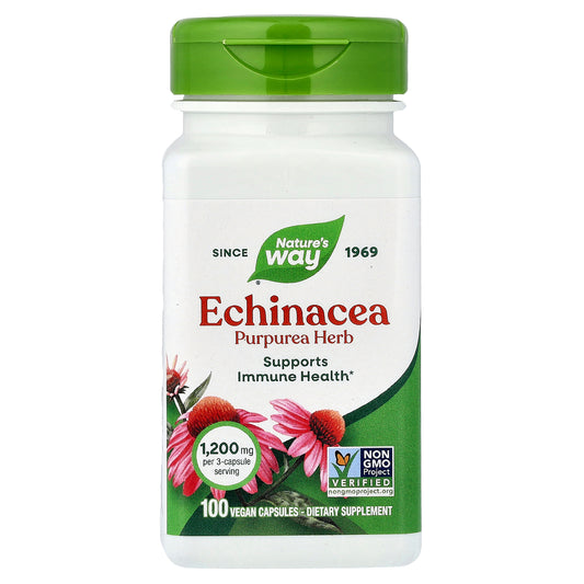 Nature's Way, Echinacea, Purpurea Herb, 100 Vegan Capsules (0.4 mg per Capsule)
