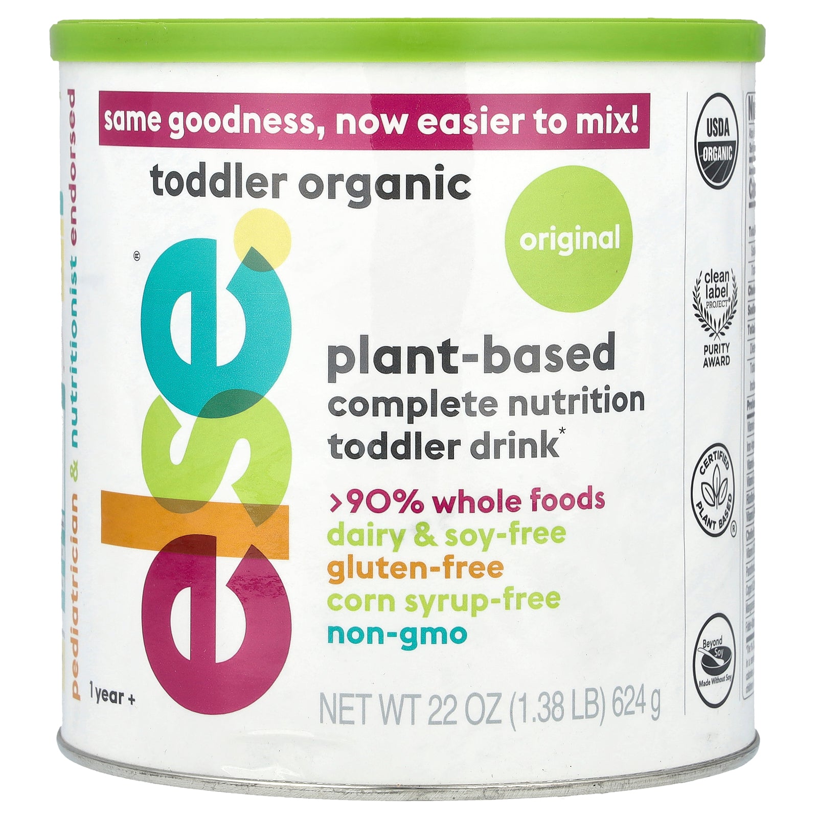 Else, Plant-Based Complete Nutrition Toddler Drink, Original, 1 Year +, 22 oz (624 g)