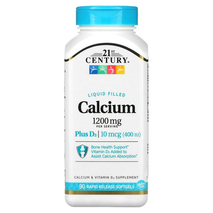 21st Century, Liquid Filled Calcium Plus D3, 90 Rapid Release Softgels
