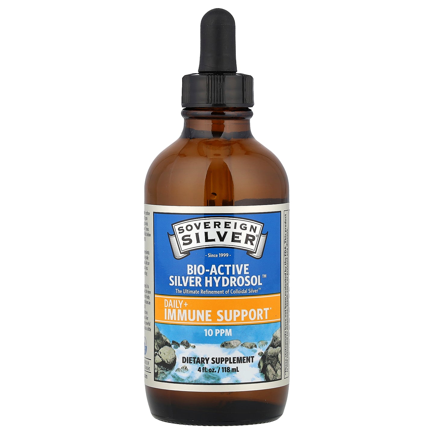 Sovereign Silver, Bio-Active Silver Hydrosol ™ Dropper-Top, Daily + Immune Support, 10 PPM, 4 fl oz (118 ml)