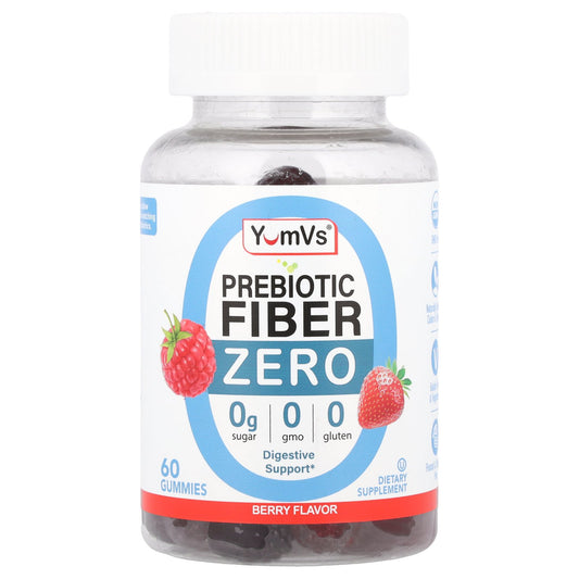 YumVs, Zero Prebiotic Fiber Gummies, Berry, 60 Gummies