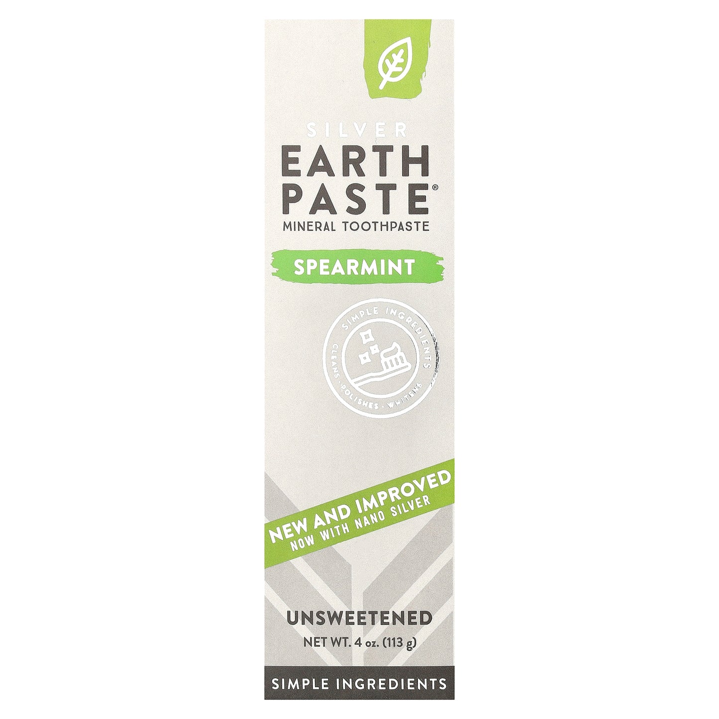 Redmond, Silver EarthPaste®, Mineral Toothpaste, Unsweetened, Spearmint, 4 oz (113 g)