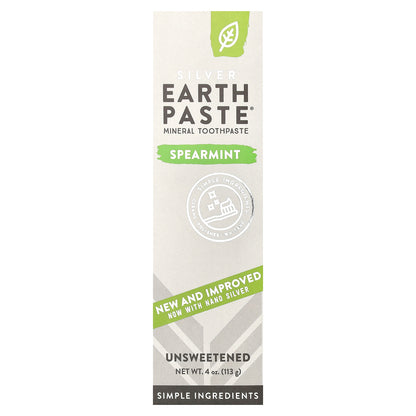 Redmond, Silver EarthPaste®, Mineral Toothpaste, Unsweetened, Spearmint, 4 oz (113 g)