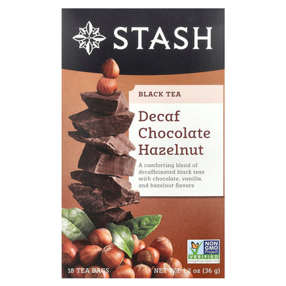 Stash Tea, Black Tea, Chocolate Hazelnut, Decaf, 18 Tea Bags, 1.2 oz (36 g)