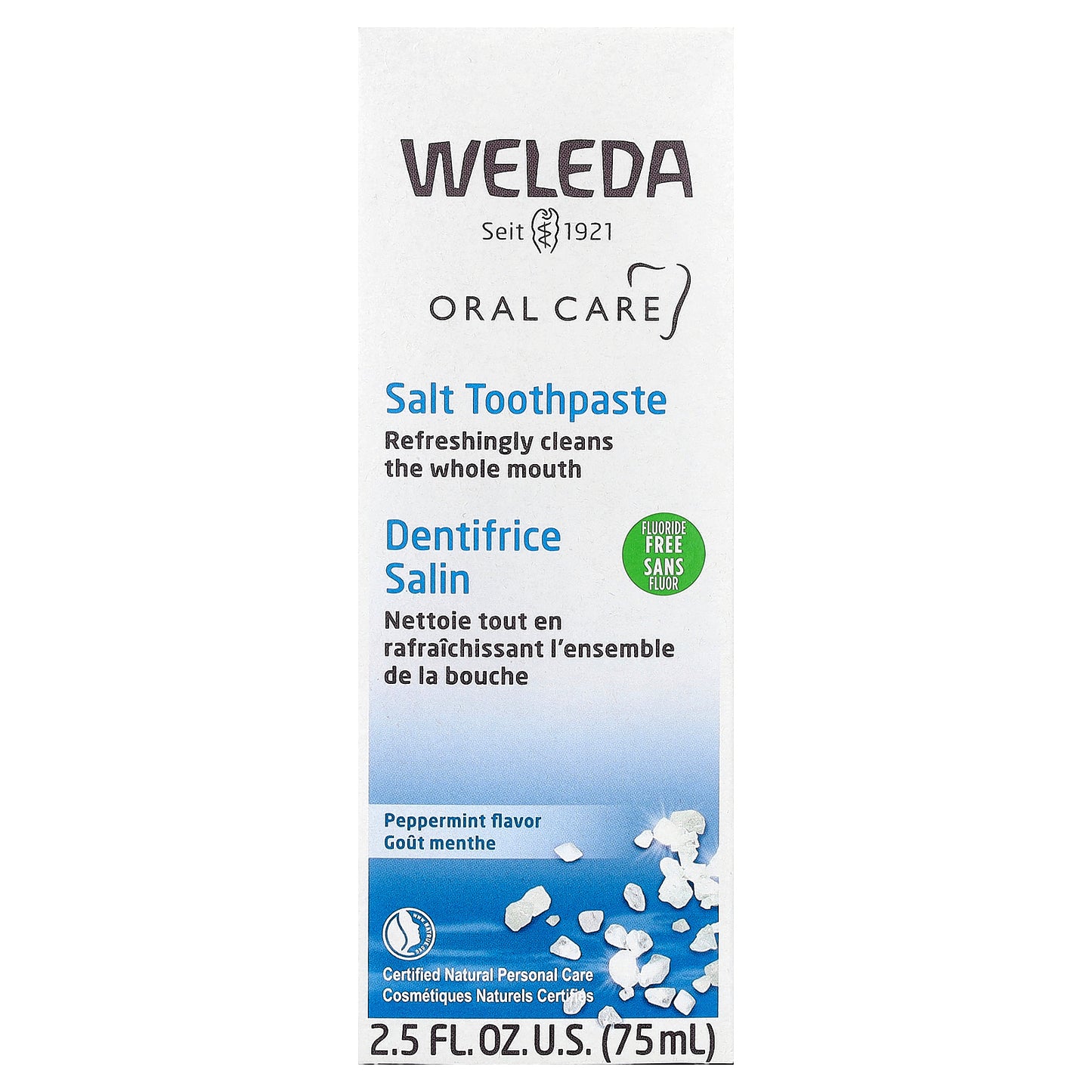 Weleda, Oral Care, Salt Toothpaste, Fluoride Free, Peppermint, 2.5 fl oz (75 ml)