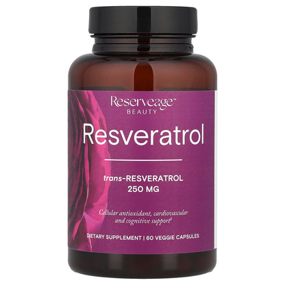 Reserveage Beauty, Resveratrol, Trans-Resveratrol, 60 Veggie Capsules