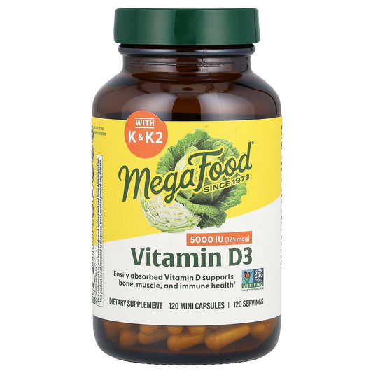 MegaFood, Vitamin D3 With K & K2, 120 Mini Capsules