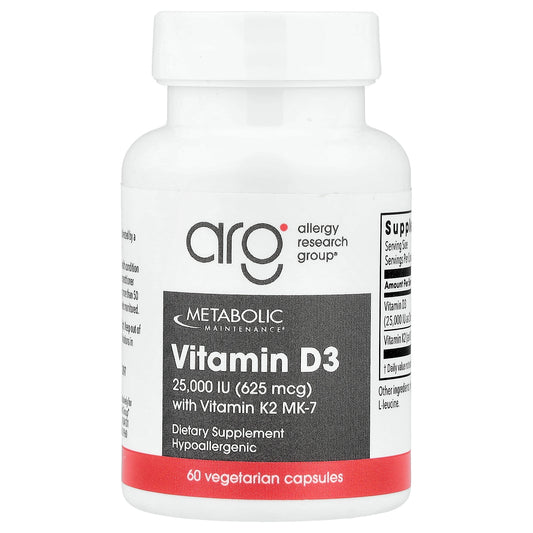Metabolic Maintenance, Vitamin D3 with Vitamin K2 MK-7, 60 Vegetarian Capsules