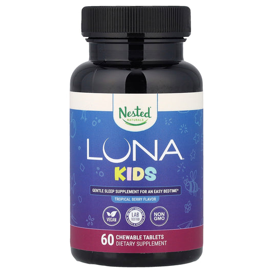 Nested Naturals, Luna® Kids, Gentle Sleep Supplement, Tropical Berry , 60 Chewable Tablets