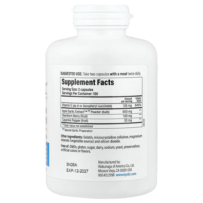 Kyolic, Aged Garlic Extract™, Circulation Health, Formula 106, 300 Capsules