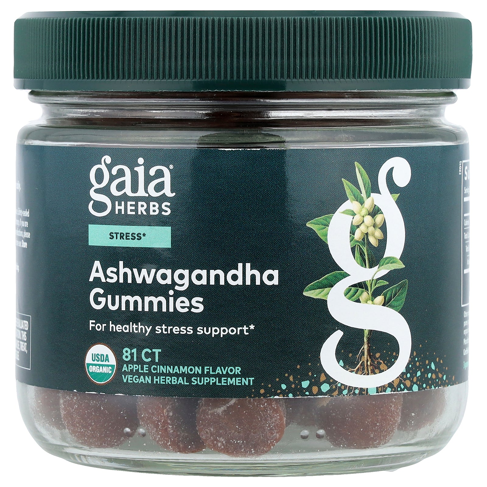 Gaia Herbs, Ashwagandha Gummies, Apple Cinnamon, 81 Count