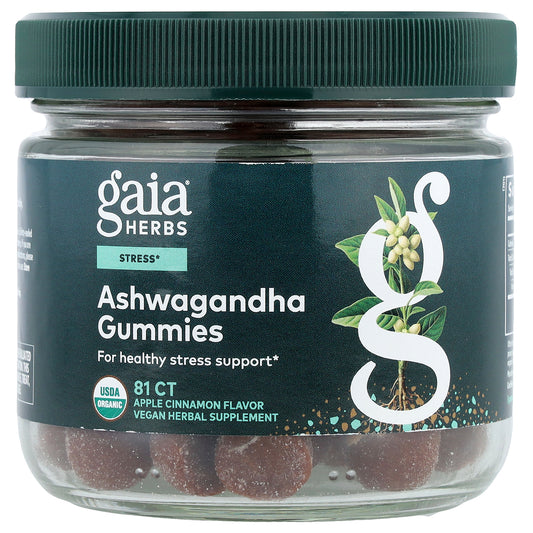 Gaia Herbs, Ashwagandha Gummies, Apple Cinnamon, 81 Count