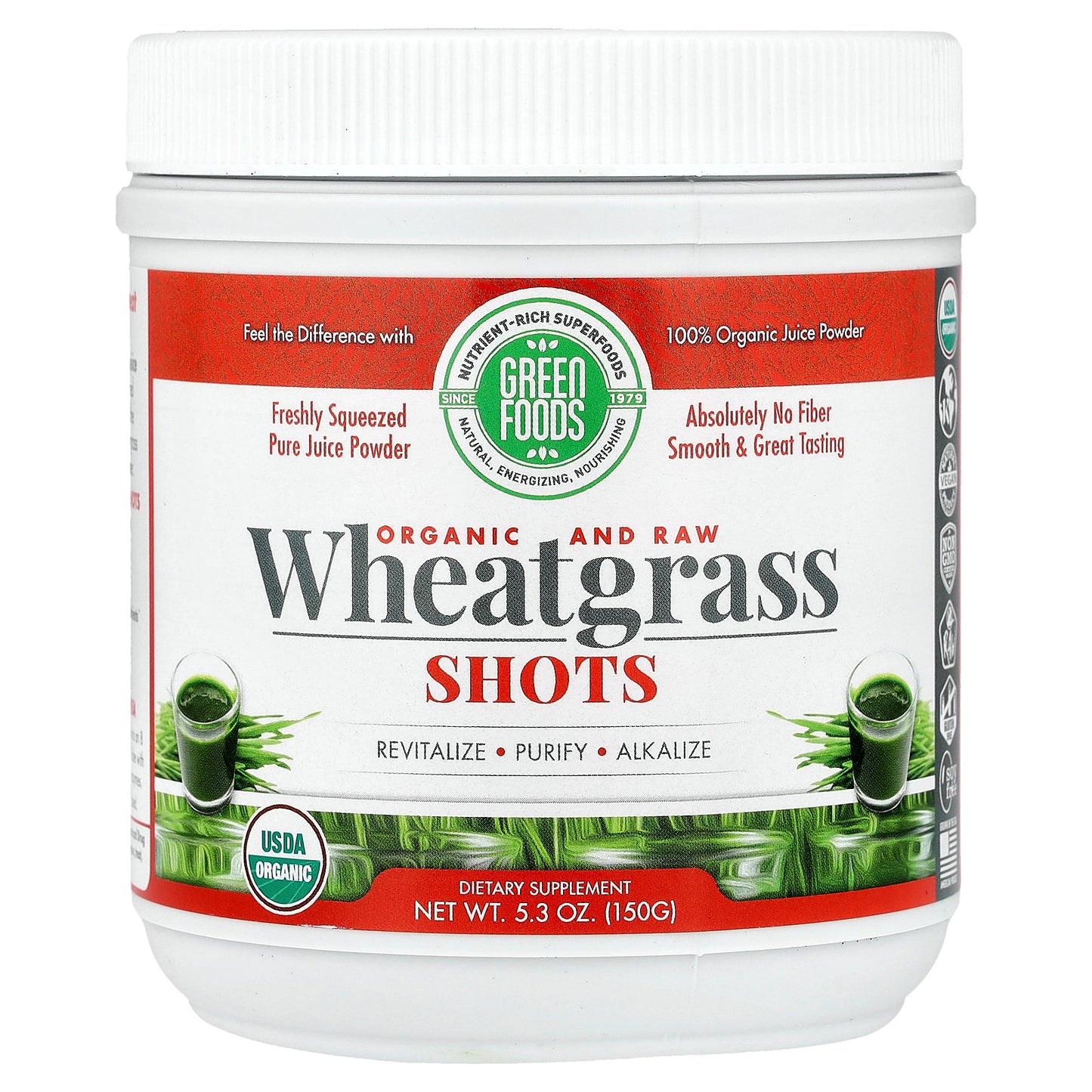 Green Foods, Organic and Raw Wheatgrass Shots, 5.3 oz (150 g)