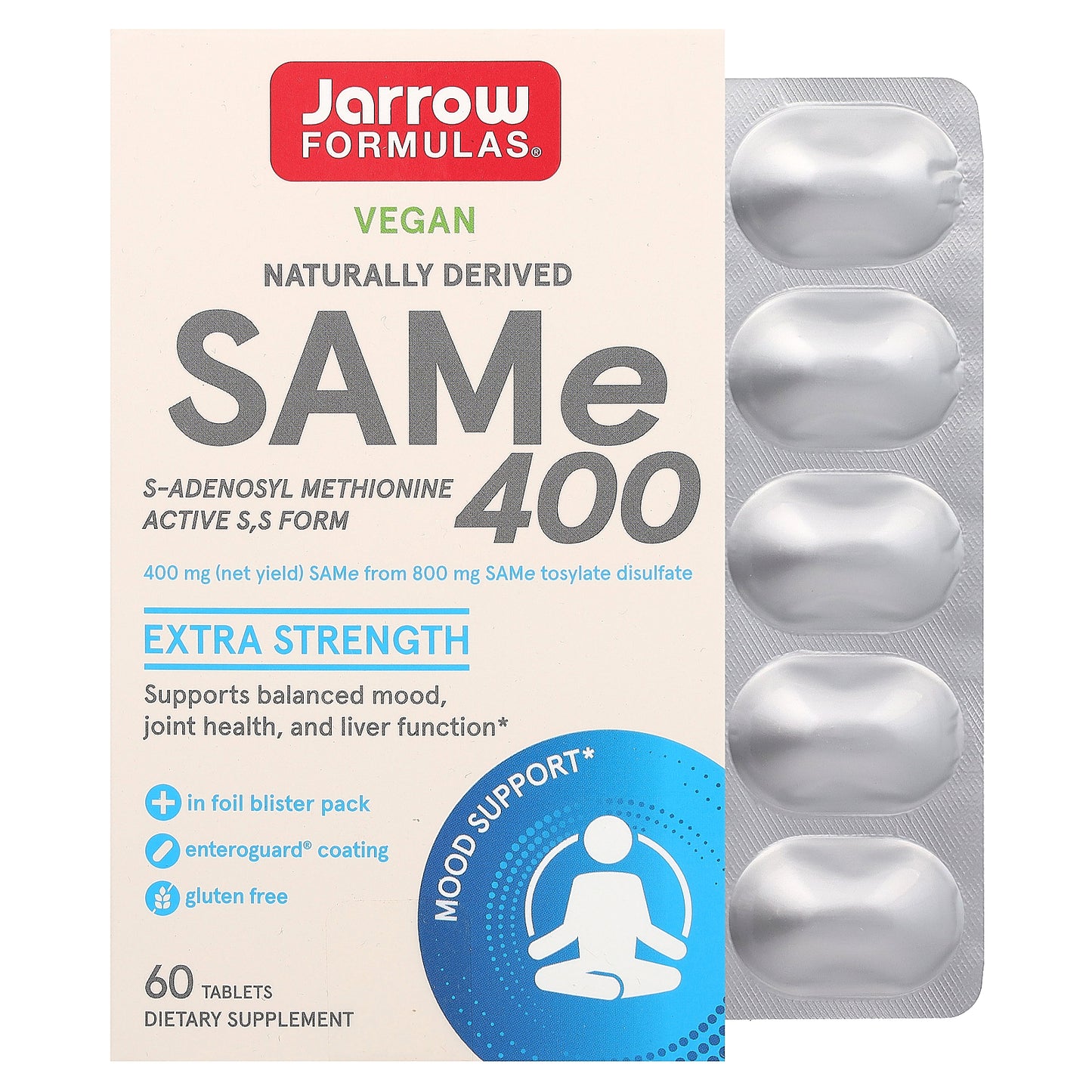 Jarrow Formulas, SAMe 400, 400 mg, 60 Tablets