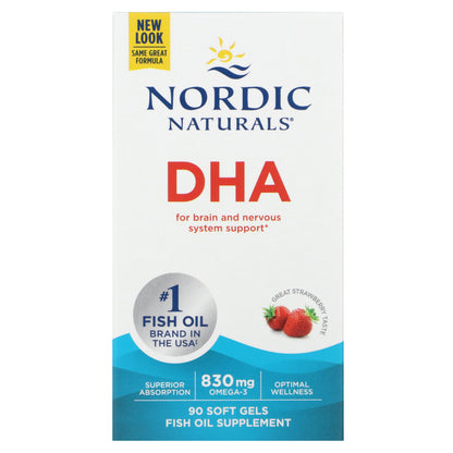 Nordic Naturals, DHA, Strawberry, 90 Soft Gels