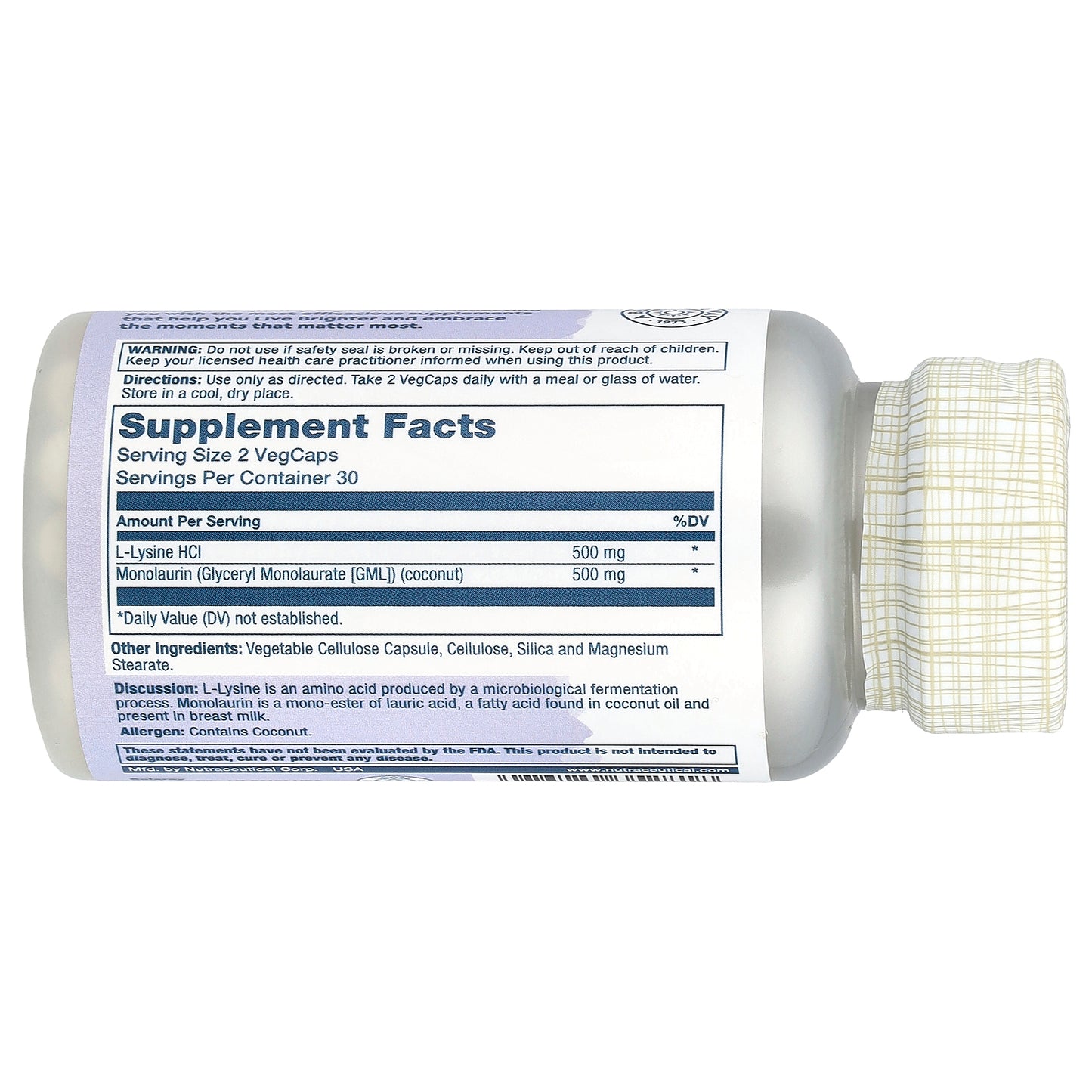 Solaray, L-Lysine Monolaurin, 1:1 Ratio, 60 VegCaps