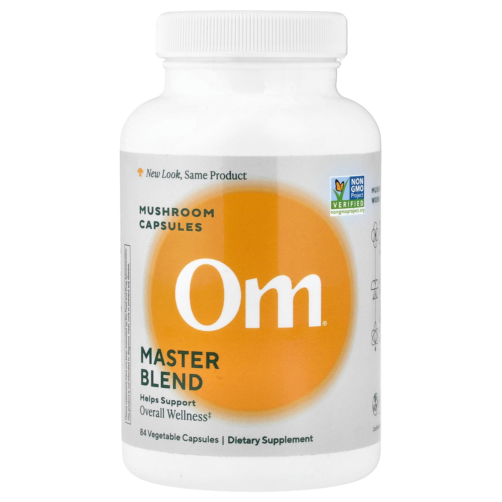 Om Mushrooms, Master Blend Mushroom Capsules, 84 Vegetable Capsules