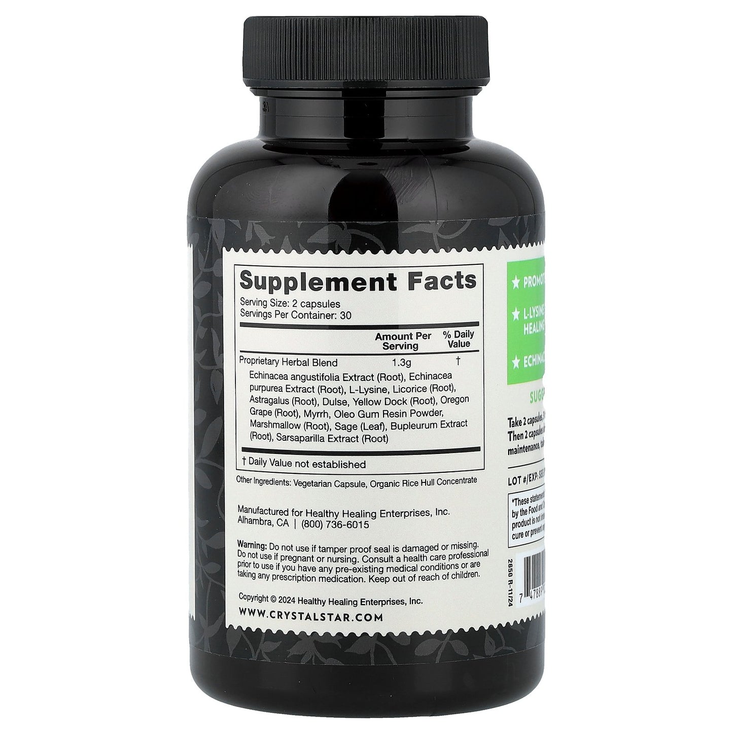 Crystal Star, Herp Defense, 60 Vegetarian Capsules