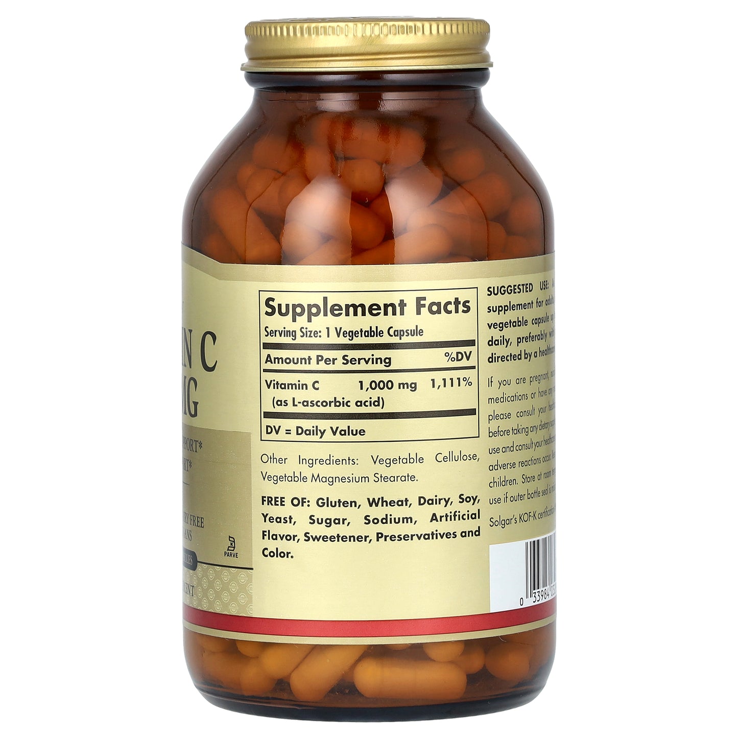 Solgar, Vitamin C, 1,000 mg, 250 Vegetable Capsules