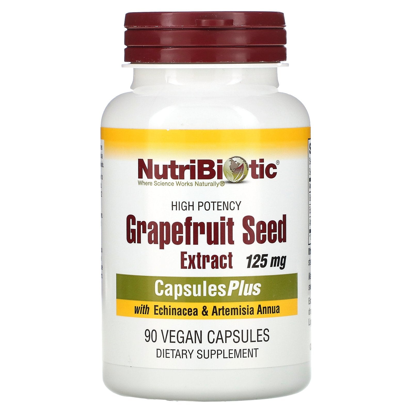 NutriBiotic, High Potency Grapefruit Seed Extract with Echinacea & Artemisia Annua, 125 mg, 90 Vegan Capsules