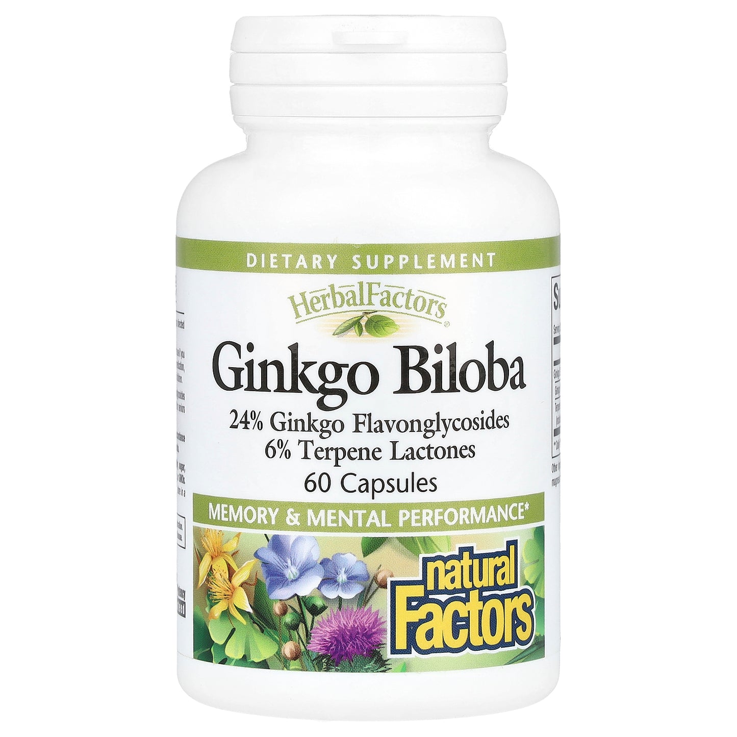 Natural Factors, HerbalFactors®, Ginkgo Biloba, 60 Capsules