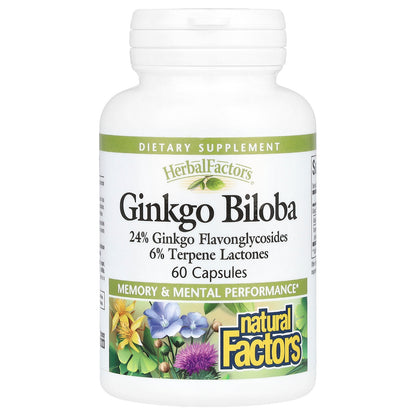 Natural Factors, HerbalFactors®, Ginkgo Biloba, 60 Capsules