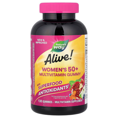 Nature's Way, Alive!® Women's 50+ Multivitamin Gummy, Mixed Berry, 130 Gummies
