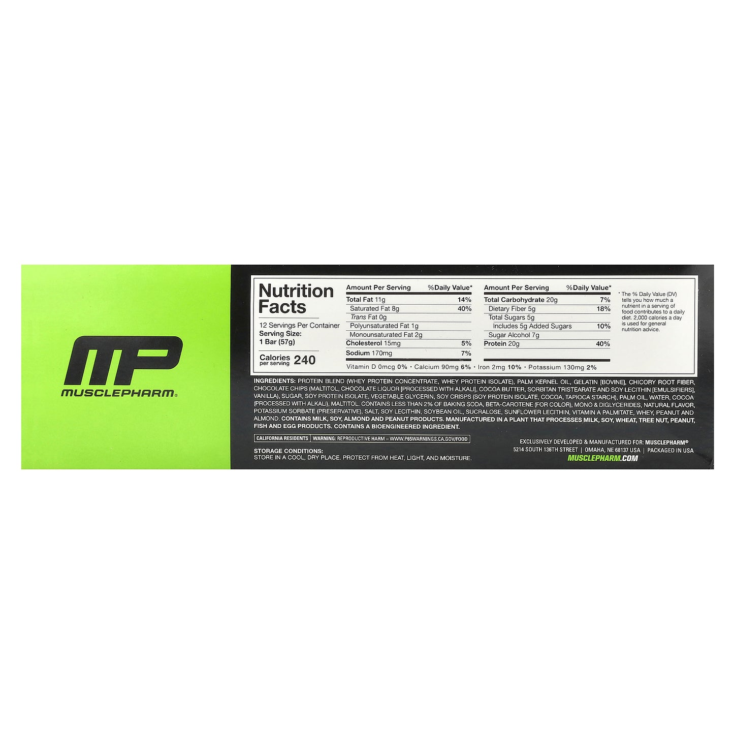 MusclePharm, Combat Sport Bar™, Chocolate Chip Cookie Dough, 12 Bars, 2.01 oz (57 g) Each