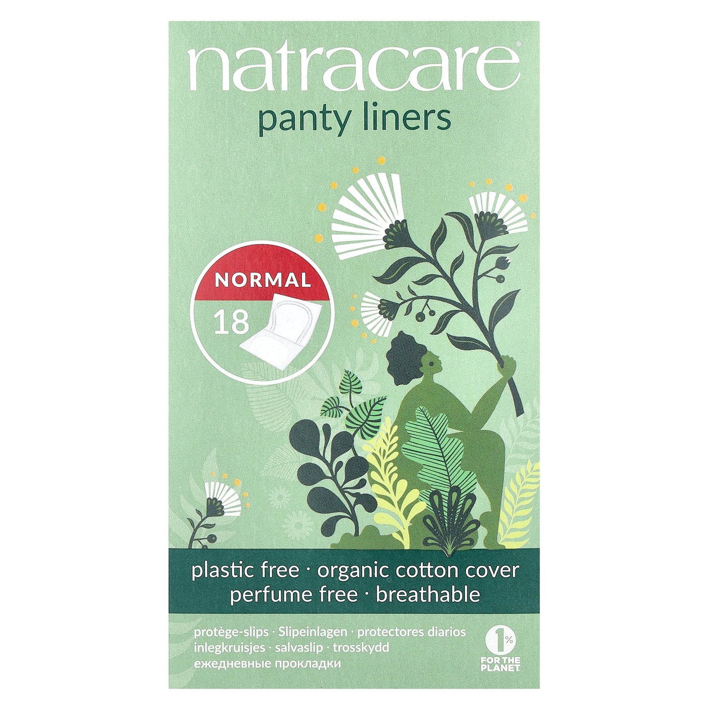Natracare, Panty Liners, Organic Cotton Covers, Normal, 18 Liners