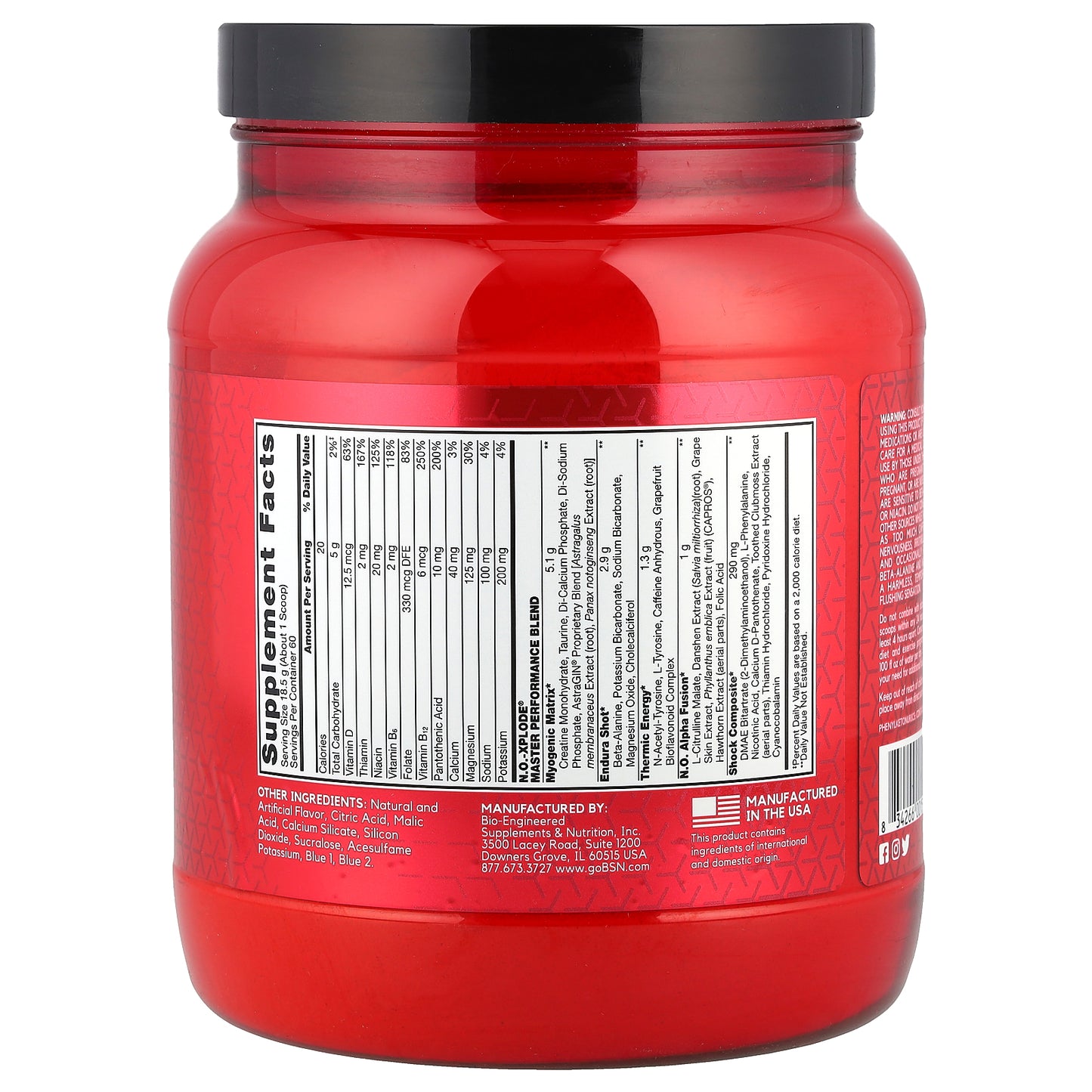 BSN, N.O.-Xplode®, Legendary Pre-Workout, Blue Raz, 2.45 lb (1.11 kg)