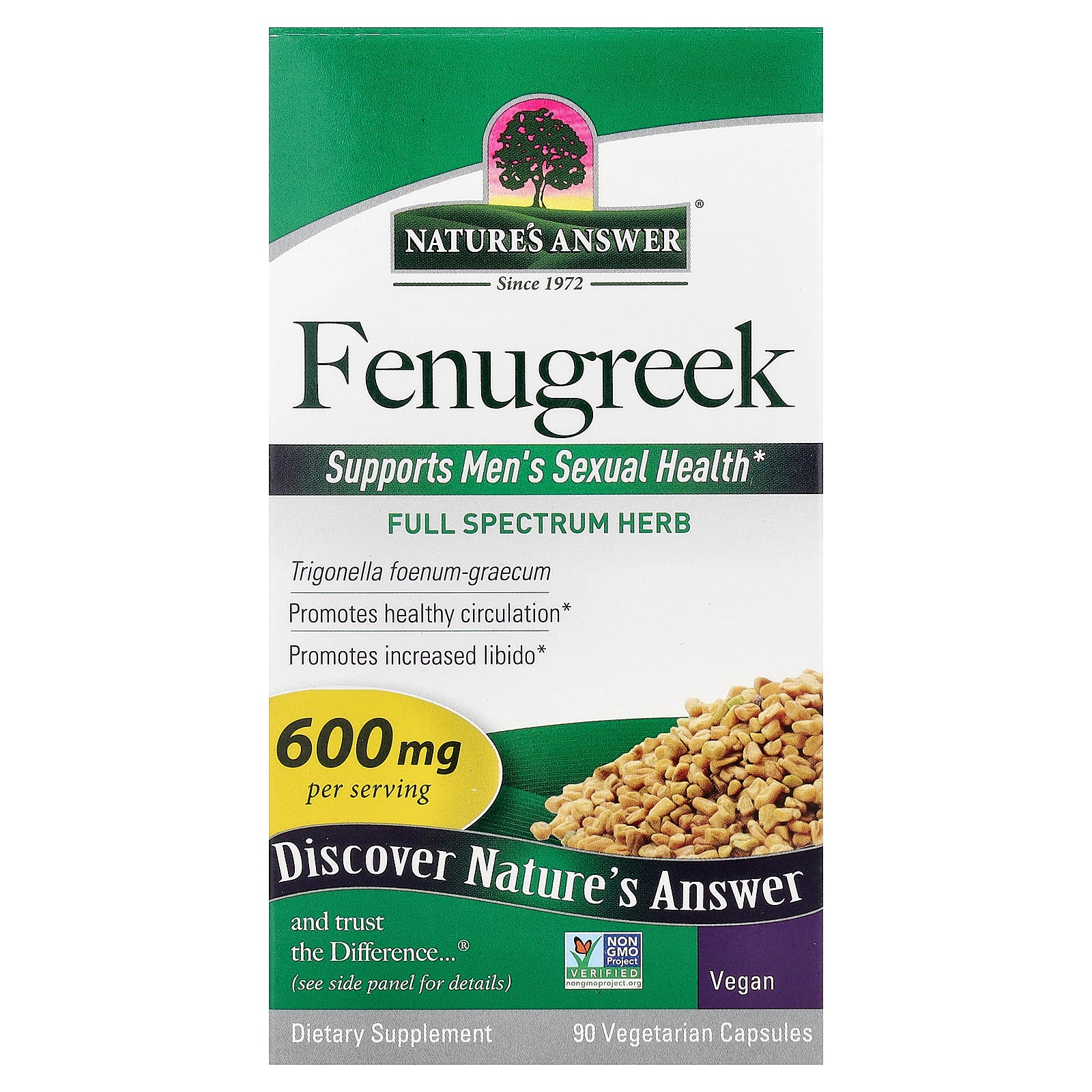 Nature's Answer, Fenugreek, 600 mg, 90 Vegetarian Capsules