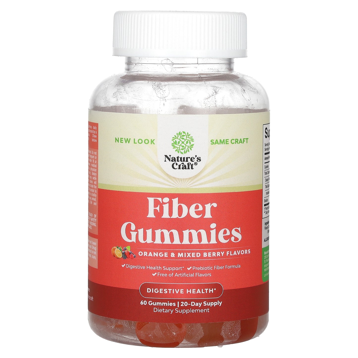 Nature's Craft, Fiber Gummies, Orange and Mixed Berry, 60 Gummies