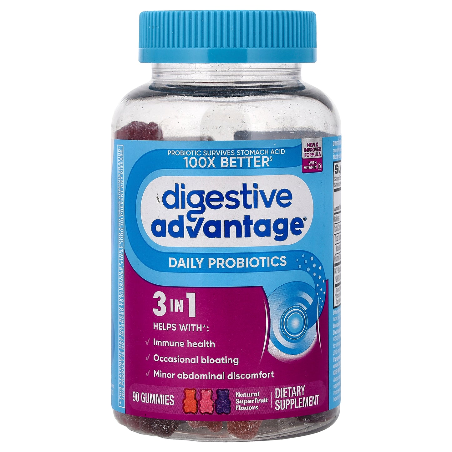 Schiff, Digestive Advantage®, Daily Probiotics Gummies, Natural Superfruit, 90 Gummies