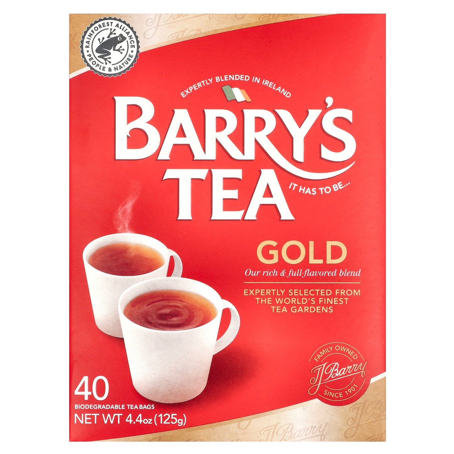 Barry's Tea, Gold Blend, 40 Tea Bags, 4.4 oz (125 g)